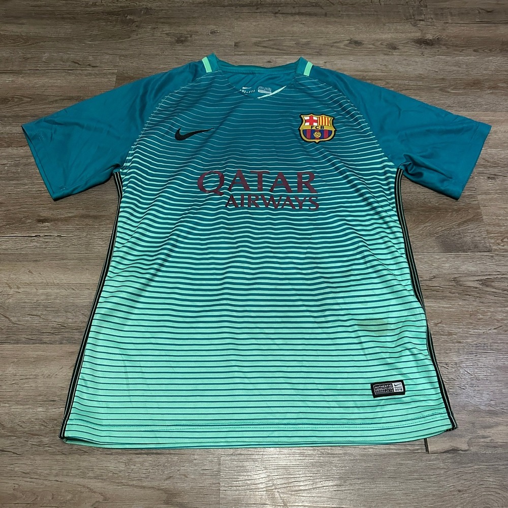Nike FC Barcelona 2016 2017 Third Jersey Pique 3 Teal Green Mens Large Soccer